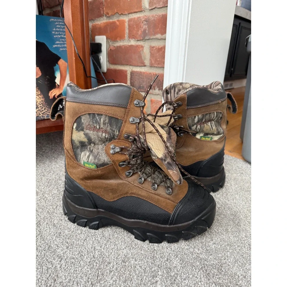 Cabelas Dry-Plus Thinsulate Ultra Hunting Boots Mens 11 D Brown Camo Waterproof